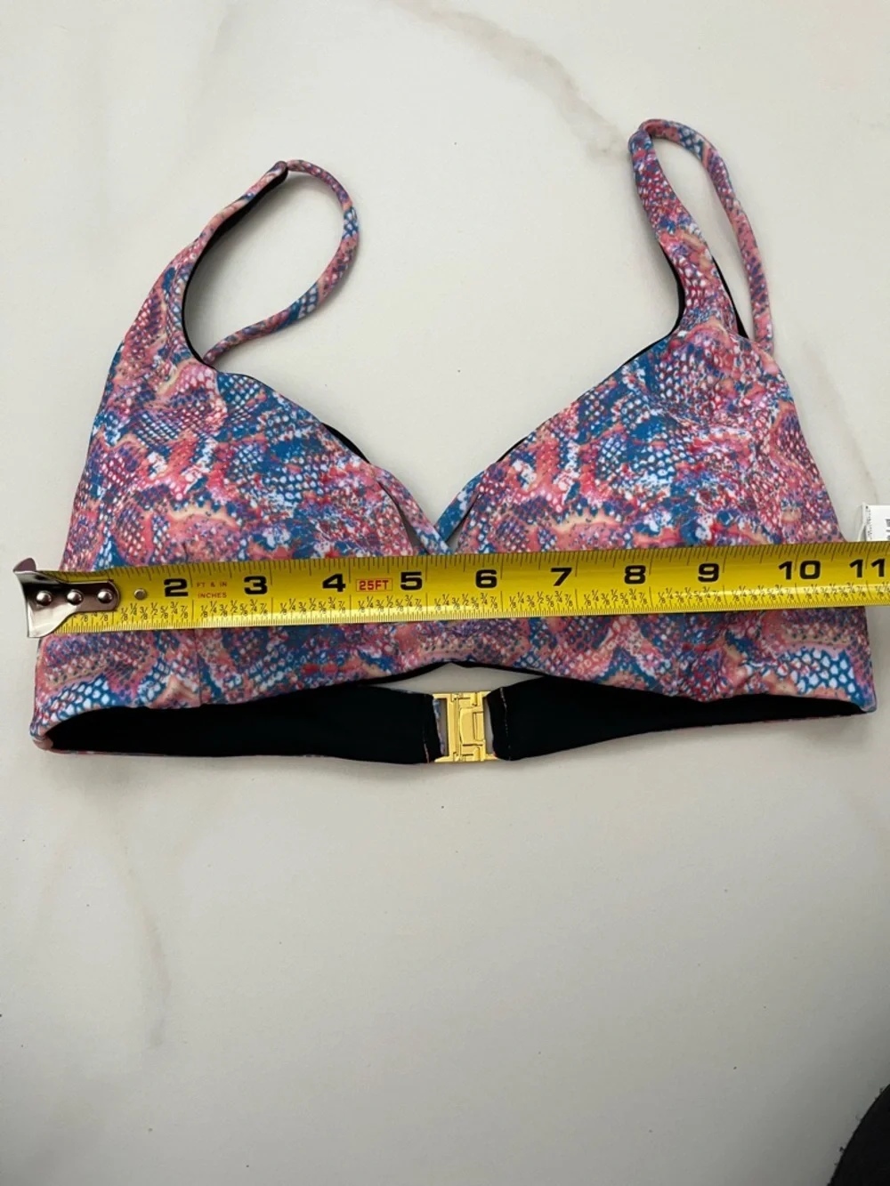 Printed Molded-Cup Bralette - Pink & Blue Padded Medium